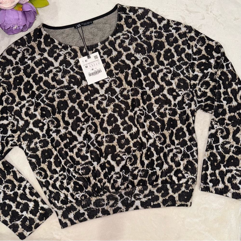 FINAL PRICE!!  NWT Zara Leopard Print Long Sleeve Knit Top